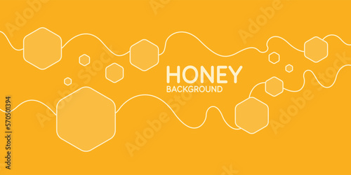 The template for the products of the apiary. Stylish vector poster for bee honey. Vector illustration