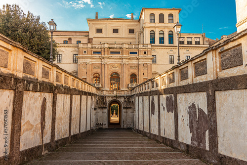 Fototapeta Naklejka Na Ścianę i Meble -  The rear external stair of Barberini Palace in Rome, Italy