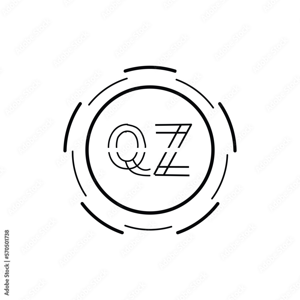Creative Modern Monogram Q Z Logo Letter in Circle . QZ Letter Logo Design Template Vector Illustration.