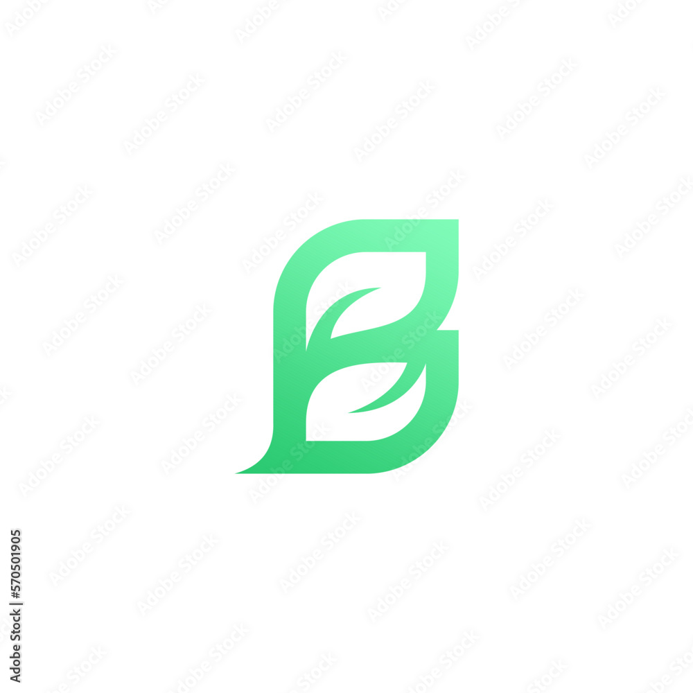 Green leaf and letter B logo. modern natural agricultural company logo. Green leaf and letter B logo. modern natural agricultural company logo.