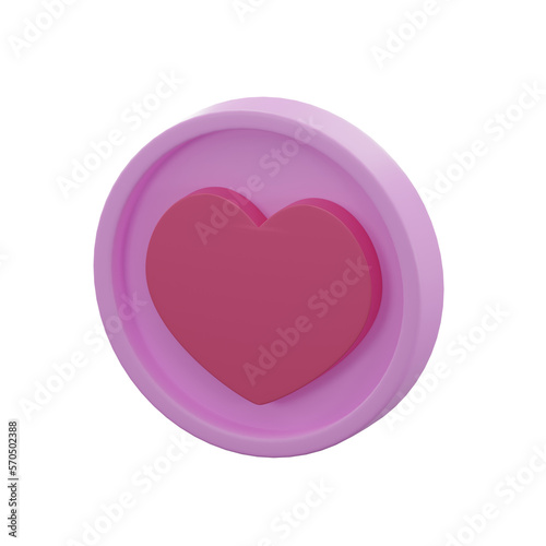 3D rendering pink heart isolated for valentine day