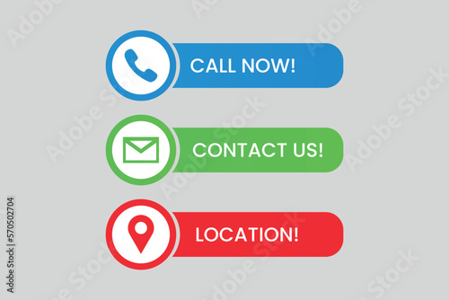 Contact us button with call now label banner and location icon chat sign in modern banners buttons