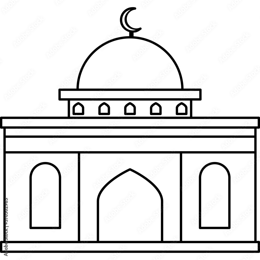 Illustration vector graphic design hand drawing style of muslim mosque Illustration vector graphic design hand drawing style of muslim mosque
