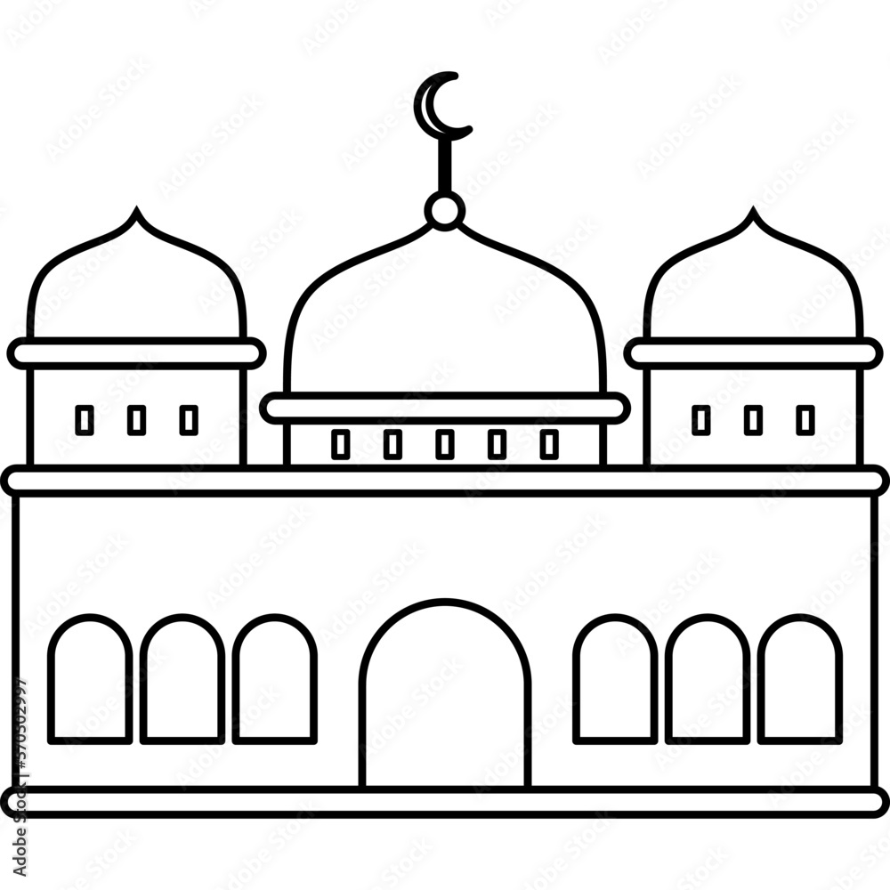 Illustration vector graphic design hand drawing style of muslim mosque Illustration vector graphic design hand drawing style of muslim mosque