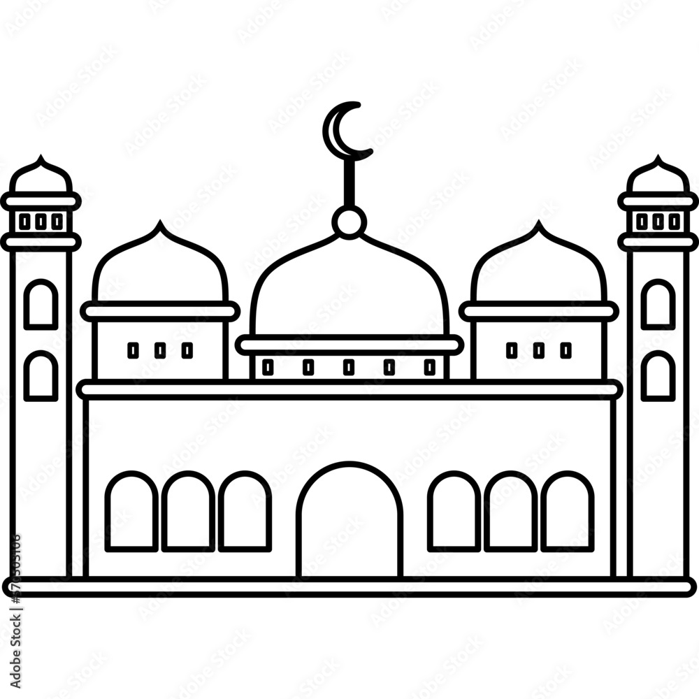 Illustration vector graphic design hand drawing style of muslim mosque