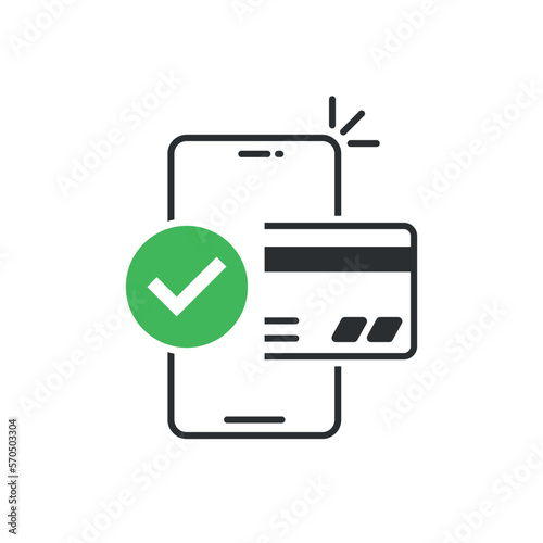Pay by credit card icon in flat style. Electronic wallet vector illustration on isolated background. Mobile banking sign business concept.
