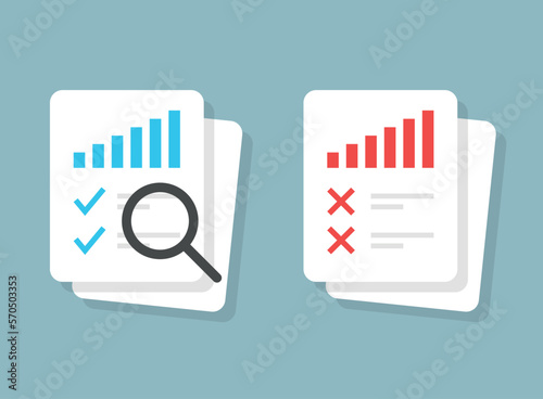 Financial statement icon in flat style. Payment receipt vector illustration on isolated background. Audit and financial research sign business concept.