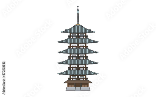 正面から五重塔のイラスト　アウトラインなし