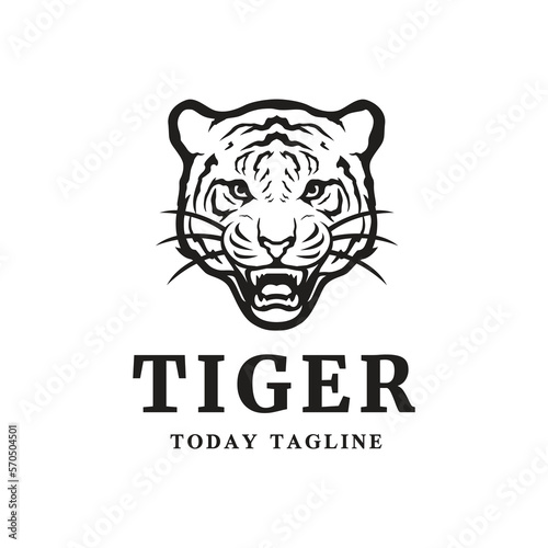 Fototapeta Naklejka Na Ścianę i Meble -  tiger face head mammal predator mascot power wildcat jungle  logo design vector illustration