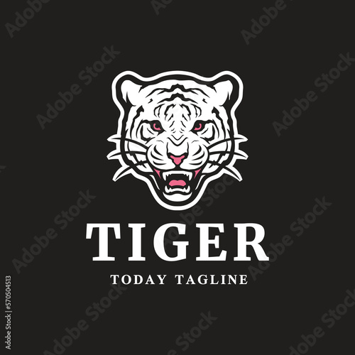 Fototapeta Naklejka Na Ścianę i Meble -  tiger face head mammal predator mascot power wildcat jungle  logo design vector illustration