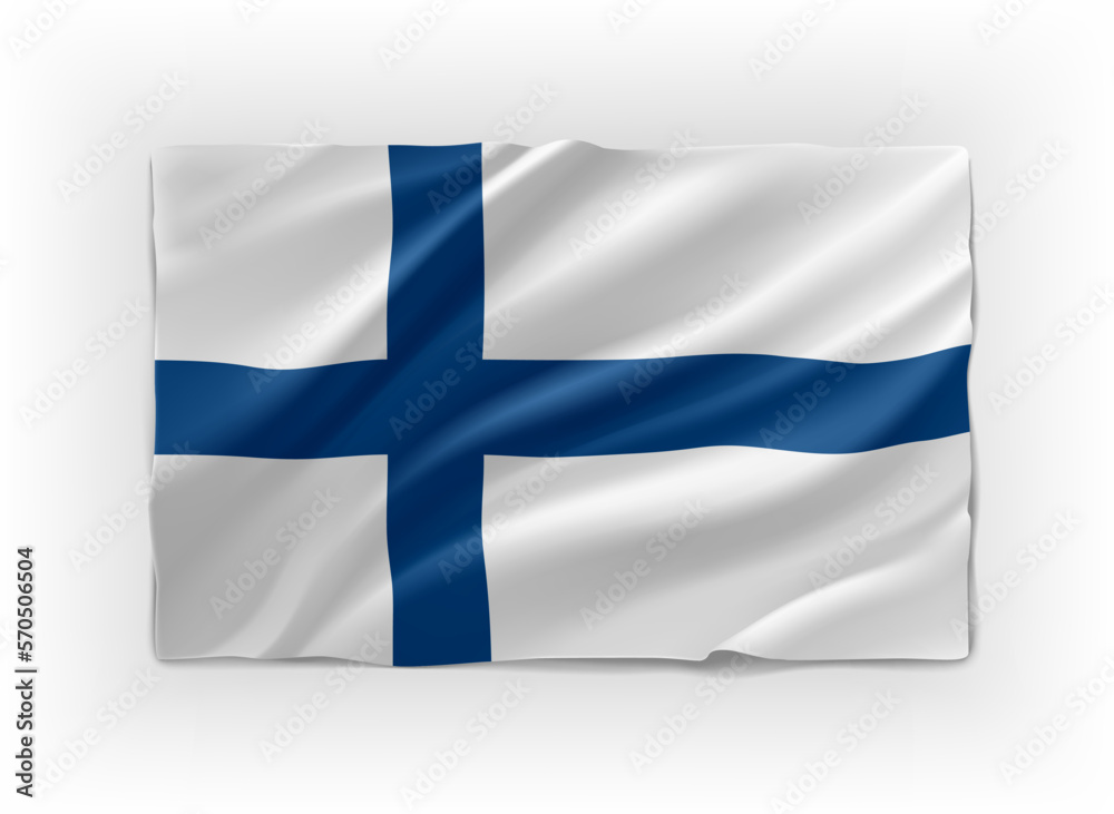 Obraz premium Blue and white flag of Finland. 3d vector object isolated on white background