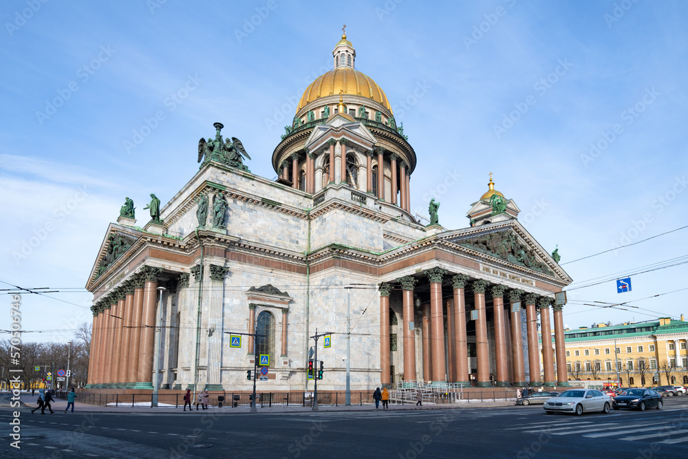 The old St. Isaac's Cathedral on a sunny February day. Saint Petersburg