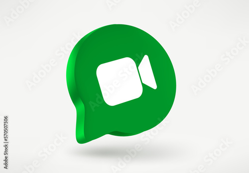Speech cloud with camera icon isolated on white background. 3d vector illustration