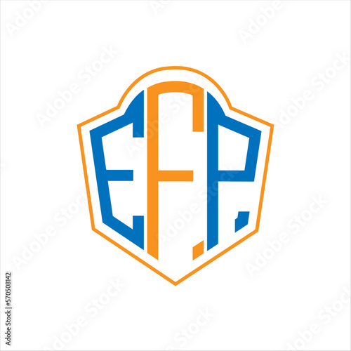 EFP abstract monogram shield logo design on white background. EFP creative initials letter logo concept.
 photo