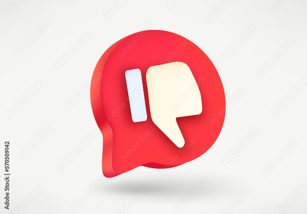 Speech cloud with thumbs down. Bad feedback concept. 3d vector illustration Speech cloud with thumbs down. Bad feedback concept. 3d vector illustration