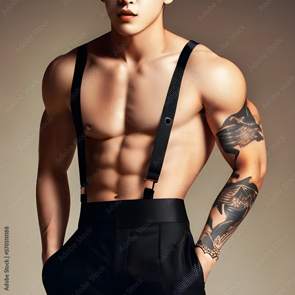 fictional chracter ai generated fit muscular model posing in studio