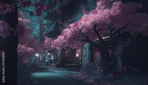 Lo-fi tokyo alley at night. Generative AI