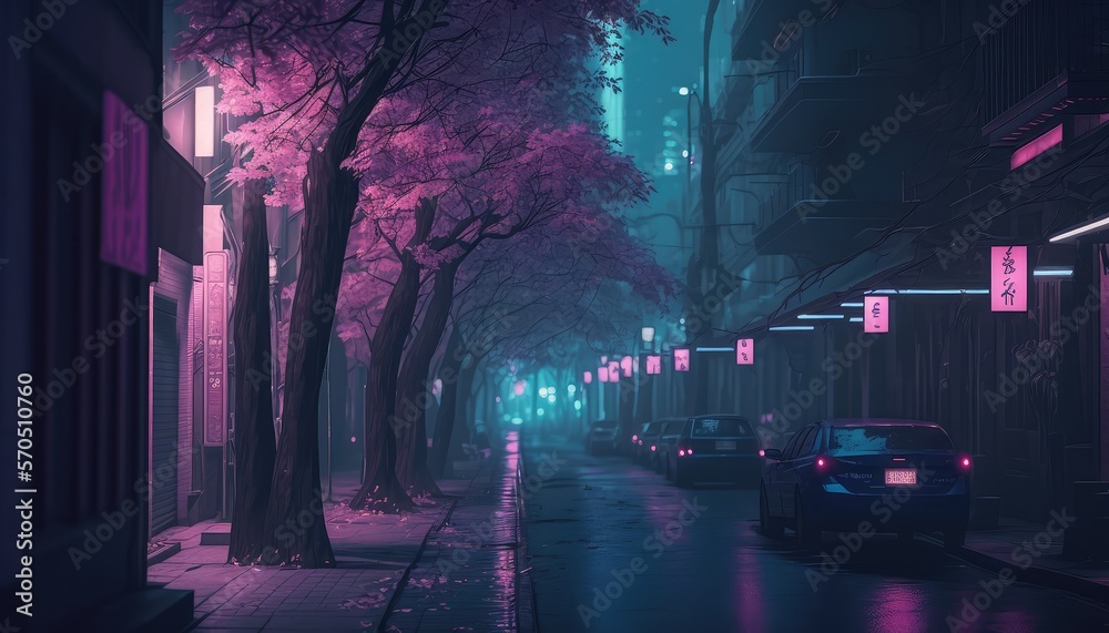 Lo-fi tokyo alley at night. Generative AI