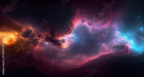 AI-Created Interstellar Space with Colorful Nebula and Glowing Stars © Black Rock