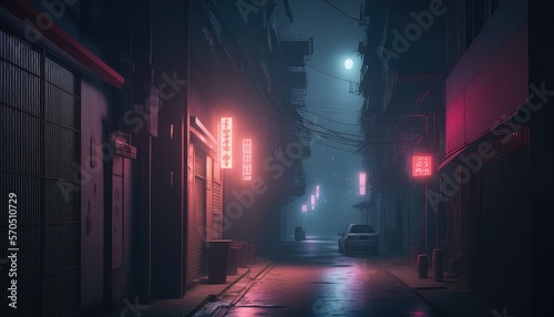 Lo-fi tokyo alley at night. Generative AI