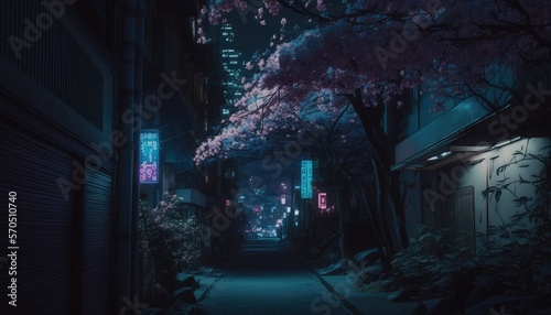 Lo-fi tokyo alley at night. Generative AI