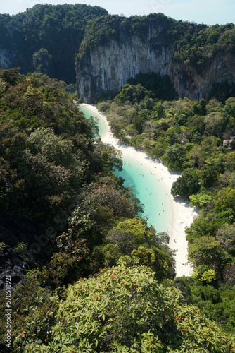 Landscape Nature View of Koh Hong or Hong Island In Andaman Ocean Krabi Thailand - It beautiful white sand beach and Top view point 360 - Sunny day in summer season 