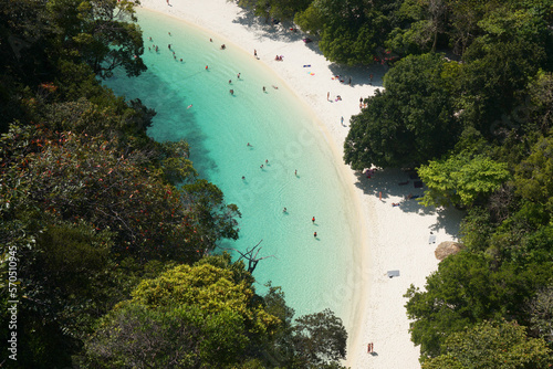 Landscape Nature View of Koh Hong or Hong Island In Andaman Ocean Krabi Thailand - It beautiful white sand beach and Top view point 360 - Sunny day in summer season 