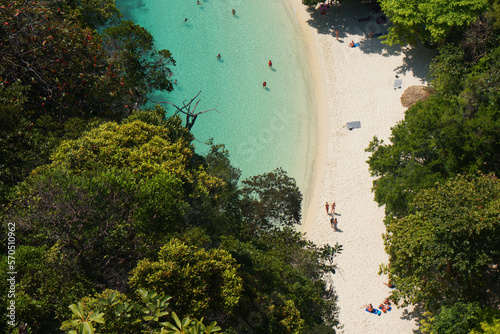 Landscape Nature View of Koh Hong or Hong Island In Andaman Ocean Krabi Thailand - It beautiful white sand beach and Top view point 360 - Sunny day in summer season 