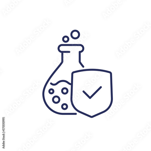 chemical resistant line icon with a shield