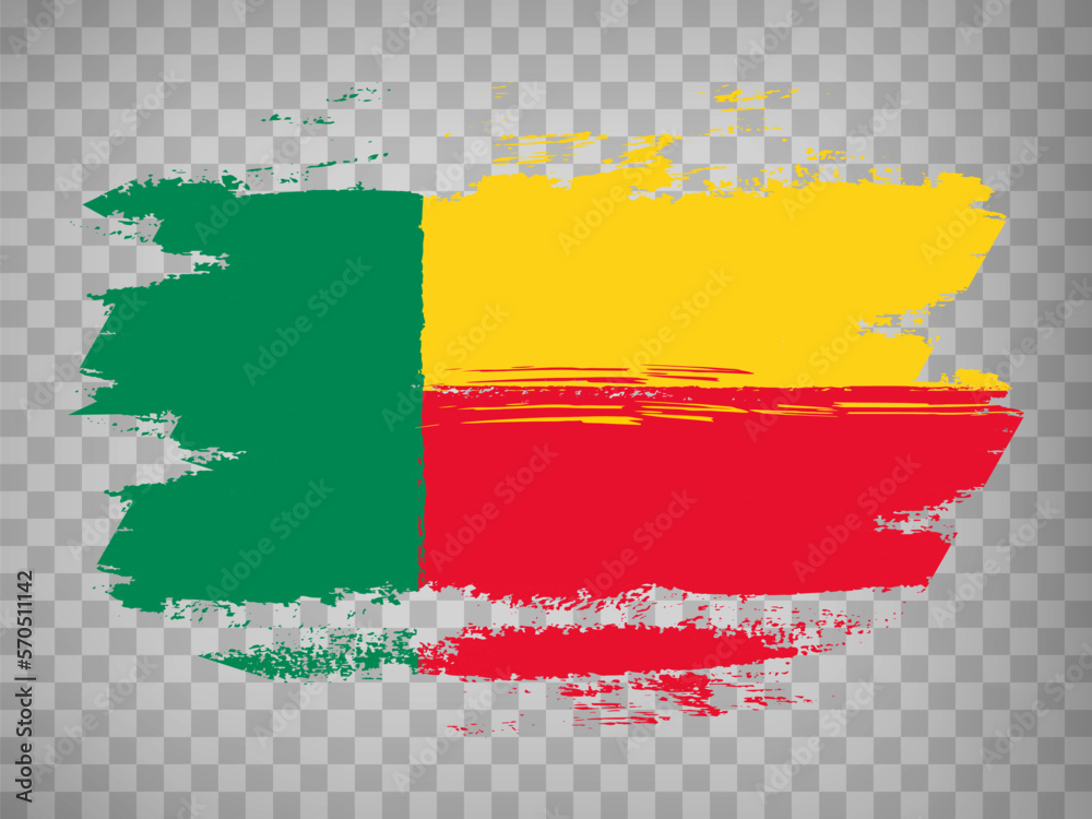 Fototapeta premium Flag of Benin brush stroke background. Flag Republic of Benin on transparent background for your design, app, UI. Stock vector. EPS10.