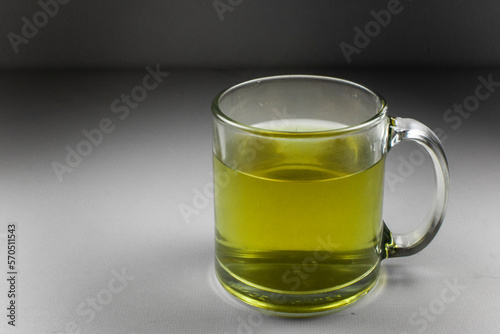 Hot Green Tea in Glass Mug