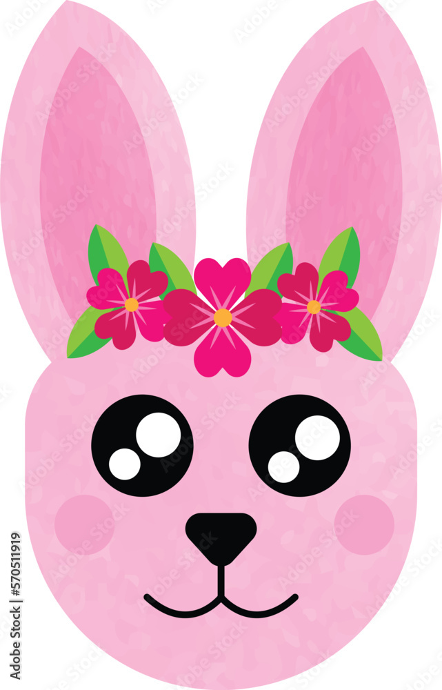 pink rabbit or bunny and flowers vector image