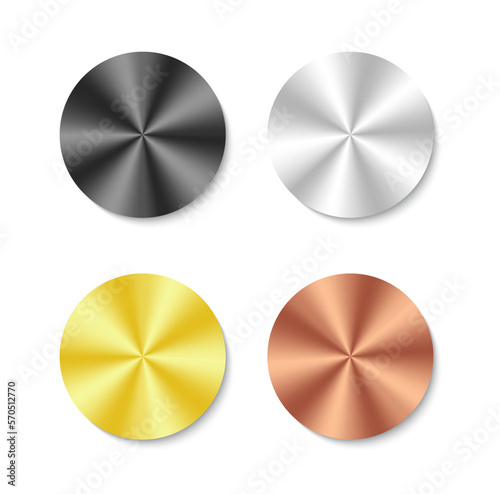 Gold Silver Copper Black Metal Circular Vector Icon Mockup