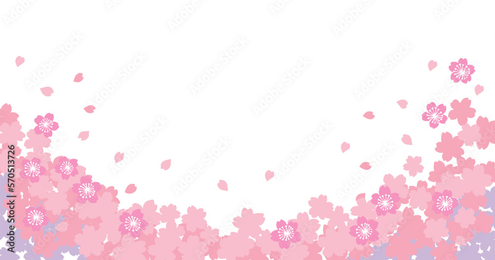 桜舞う春のお花見フレームベクターイラスト背景素材