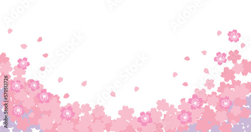 桜舞う春のお花見フレームベクターイラスト背景素材