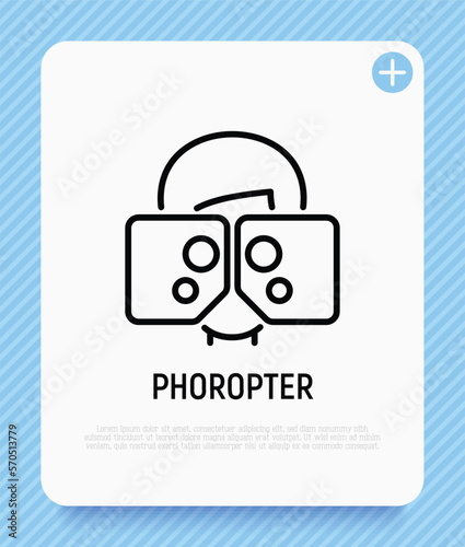 Phoropter thin line icon. Medical equipment. Vision examination. Ophthalmology vector illustration.