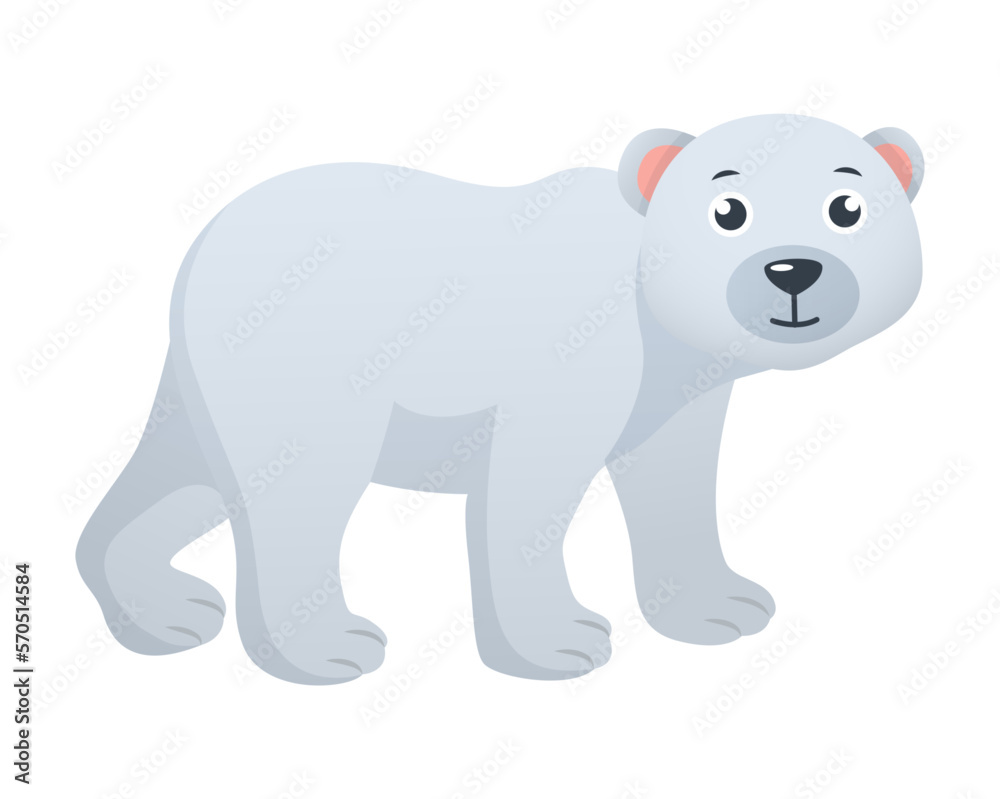 Polar bear cartoon character . Vector .