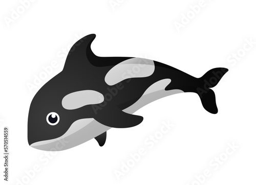 Killer whale ( Orca ) cartoon character . Vector .