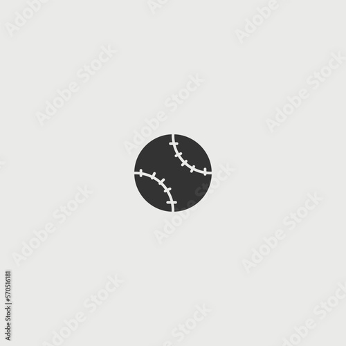 Baseball solid art vector icon isolated on white background.  filled symbol in a simple flat trendy modern style for your website design, logo, and mobile app