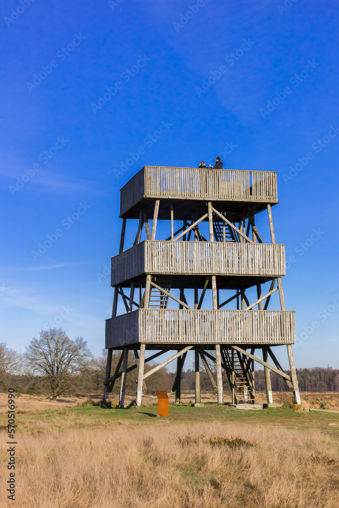 People on top of the lookout tower in Drents Friese Wold, Netherlands