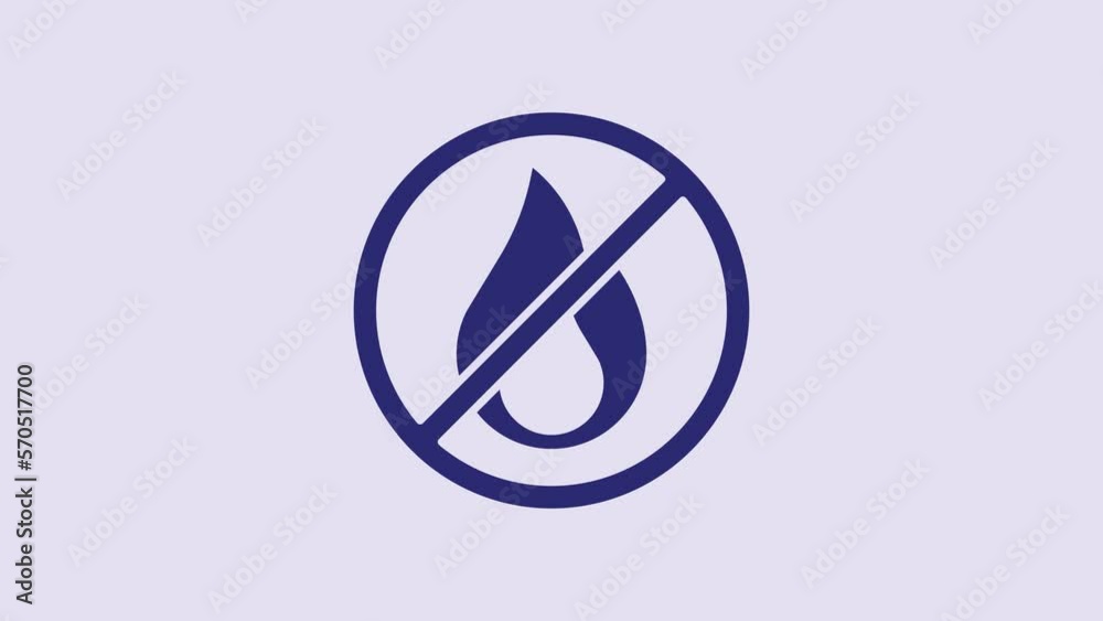 Blue No fire icon isolated on purple background. Fire prohibition and forbidden. 4K Video motion graphic animation Blue No fire icon isolated on purple background. Fire prohibition and forbidden. 4K Video motion graphic animation