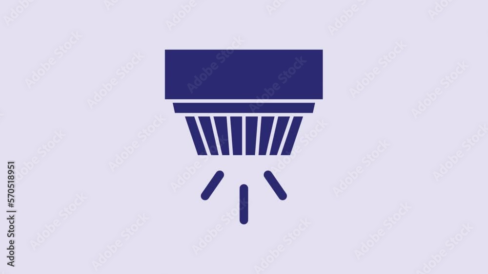 Blue Smoke alarm system icon isolated on purple background. Smoke detector. 4K Video motion graphic animation