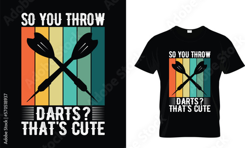 Funny Dart Player Retro Vintage Dart Throwing T-Shirt Design