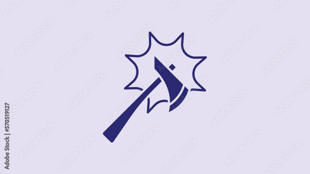 Blue Firefighter axe icon isolated on purple background. Fire axe. 4K Video motion graphic animation Blue Firefighter axe icon isolated on purple background. Fire axe. 4K Video motion graphic animation