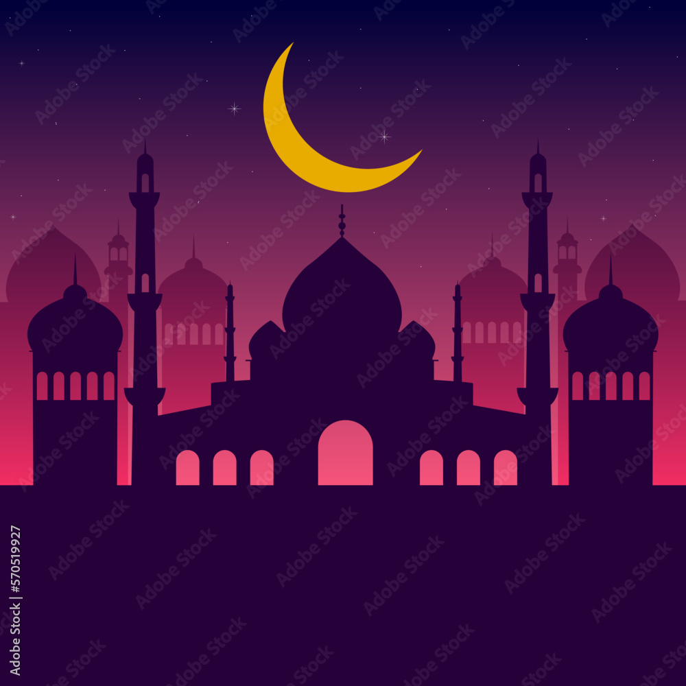 Mobileislamic silhouette mosque background vector desin