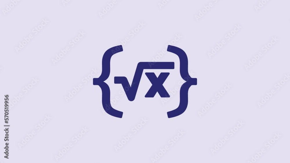 Blue Square root of x glyph icon isolated on purple background. Mathematical expression. 4K Video motion graphic animation Blue Square root of x glyph icon isolated on purple background. Mathematical expression. 4K Video motion graphic animation