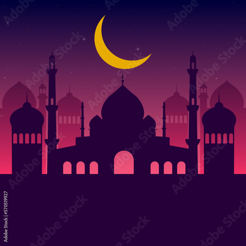 Mobileislamic silhouette mosque background vector desin