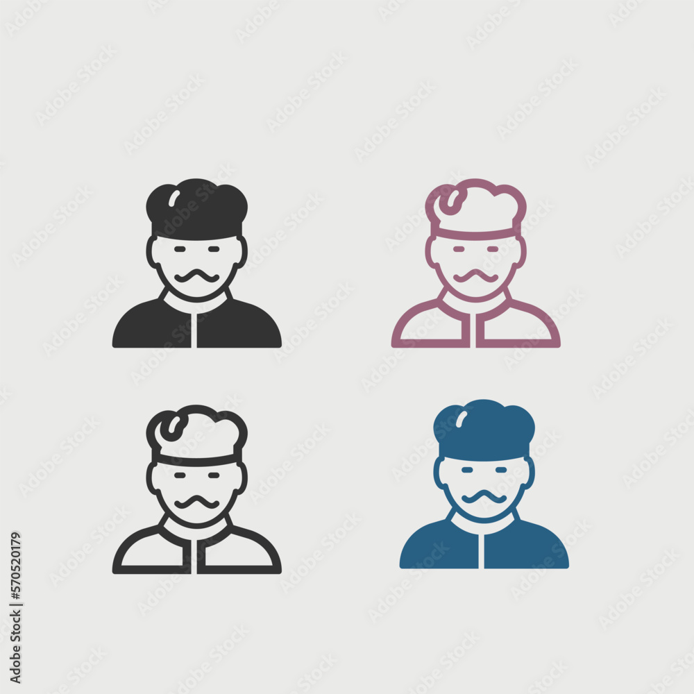 Chef solid art vector icon isolated on white background. filled symbol in a simple flat trendy modern style for your website design, logo, and mobile app Chef solid art vector icon isolated on white background. filled symbol in a simple flat trendy modern style for your website design, logo, and mobile app