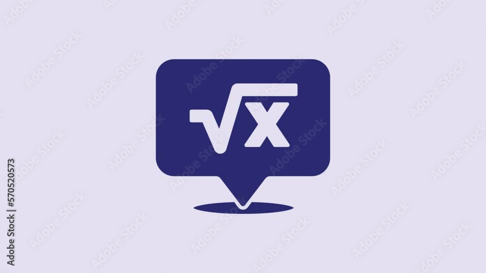 Blue Square root of x glyph icon isolated on purple background. Mathematical expression. 4K Video motion graphic animation Blue Square root of x glyph icon isolated on purple background. Mathematical expression. 4K Video motion graphic animation