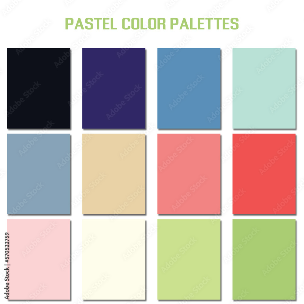 Abstract pastel color palettes set, multi color combination palettes ...